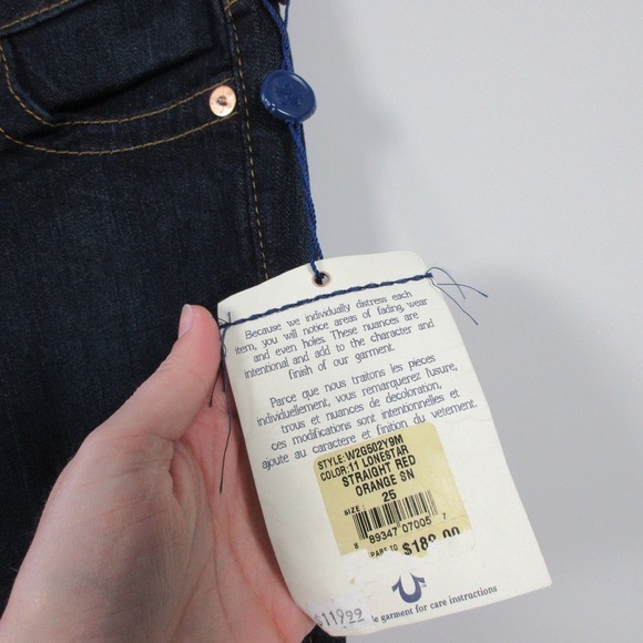 True Religion Lonestar Straight Leg Jeans Women 25 Blue Cotton Blend Denim 524 - Picture 3 of 12